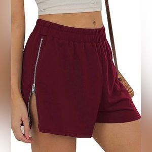 Maroon Side Zip Shorts